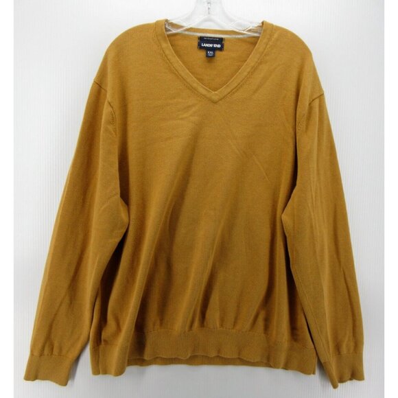 Lands End Sweater XXL Pullover Preppy Casual Supima Cotton V-Neck - Picture 1 of 10